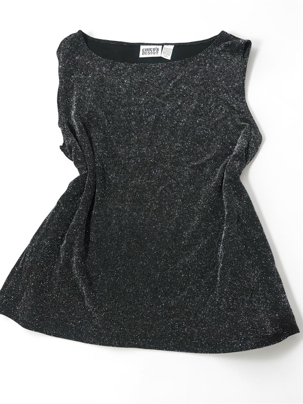 Vintage 90s Chico’s Design Black Metallic Sparkle Top Shimmer Y2K USA XL